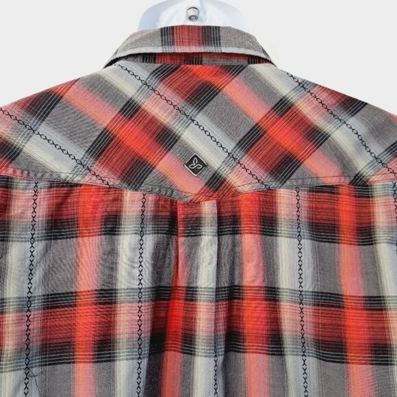PrAna Midas Holstad Plaid‎ Organic Cotton  Pearl Snap Size Med - Picture 5 of 7